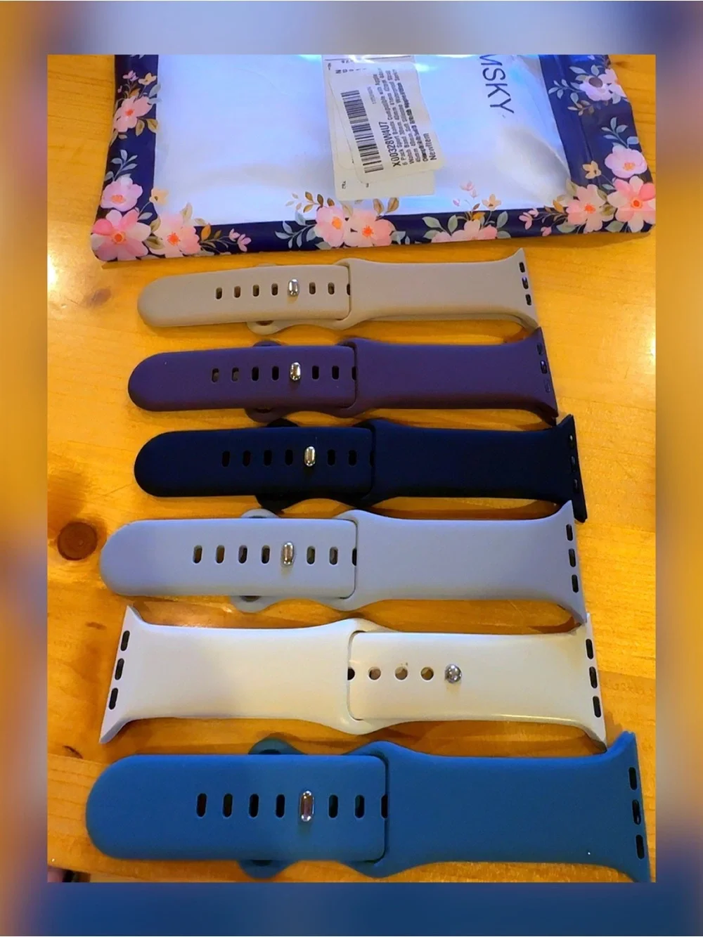 AMSKY 6 Pack Apple Watch Sport Bands Silicone Waterproof Straps 38mm-49mm